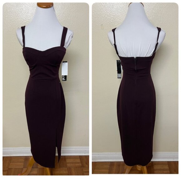 Trixxi Juniors' Womens Sweetheart-Neck Sleeveless Bodycon Dress Sz 1 in Red Wine - Picture 2 of 12